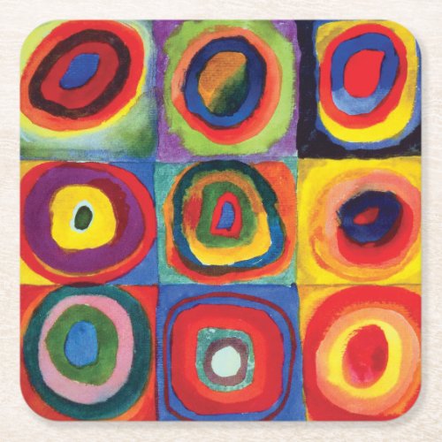 Color Study by Wassily Kandinsky Square Paper Coaster