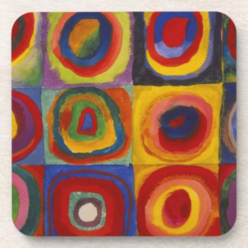 Color Study of Squares Circles by Kandinsky Beverage Coaster