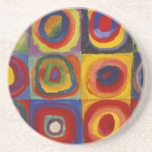 Color Study of Squares Circles by Kandinsky Drink Coaster