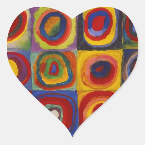 Color Study of Squares Circles by Kandinsky Heart Sticker