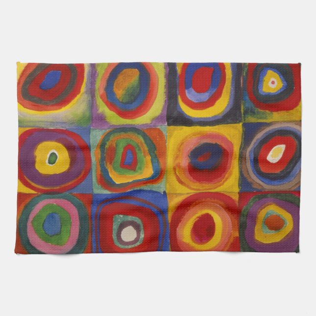 Color Study of Squares Circles by Kandinsky Kitchen Towel (Horizontal)
