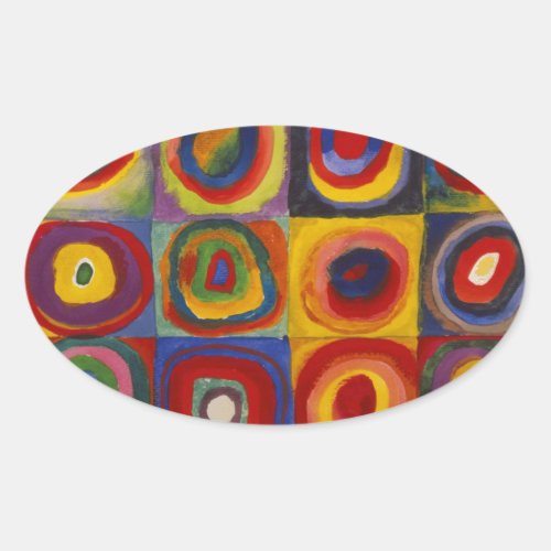 Color Study of Squares Circles by Kandinsky Oval Sticker