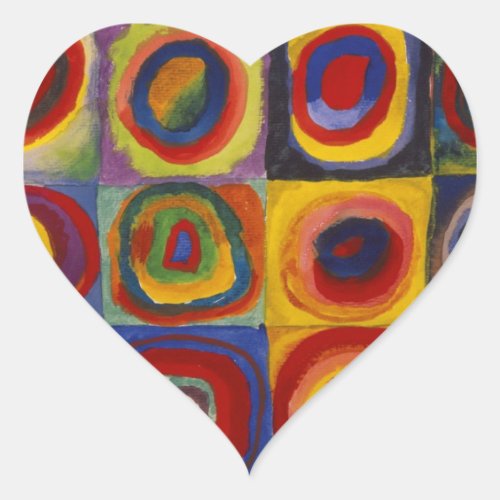 Color Study of Squares Circles Heart Sticker