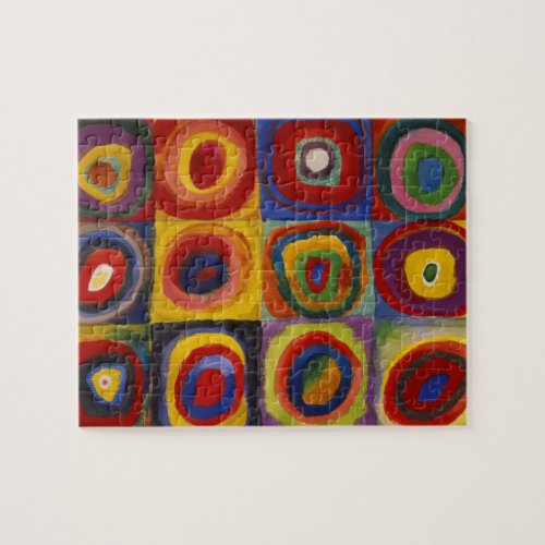 Color Study of Squares Circles Jigsaw Puzzle