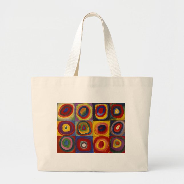 Color Study of Squares Circles Large Tote Bag (Front)