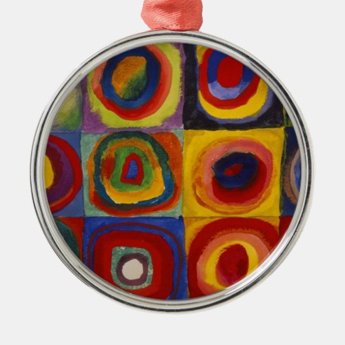 Color Study of Squares Circles Metal Ornament
