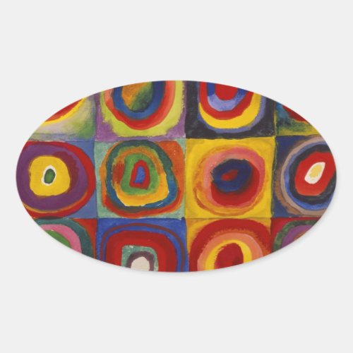 Color Study of Squares Circles Oval Sticker