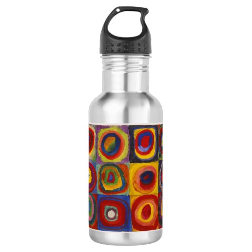 Color Study Squares with Concentric Circles Stainless Steel Water Bottle