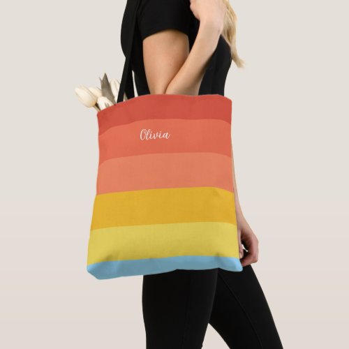 Color Summer Stripe Monogram Tote Bag