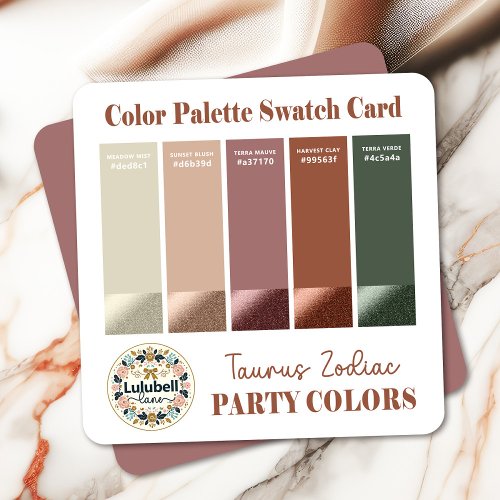 Color Swatch Palette Card for Taurus Zodiac Sign 
