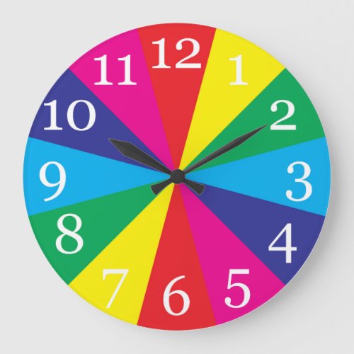 color swatches yellow green cyan blue magenta red large clock