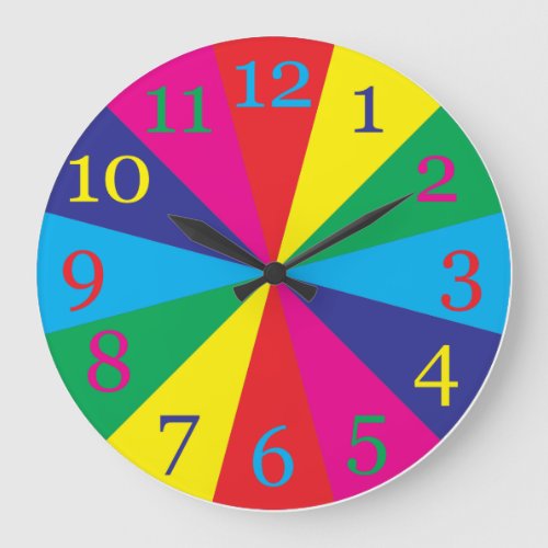color swatches yellow green cyan blue magenta red large clock
