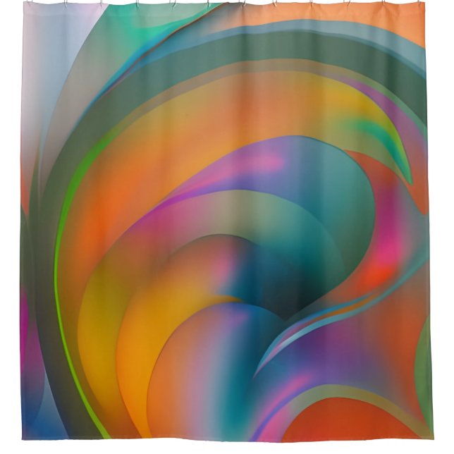  Color Swirl Abstract Shower Curtain (Front)