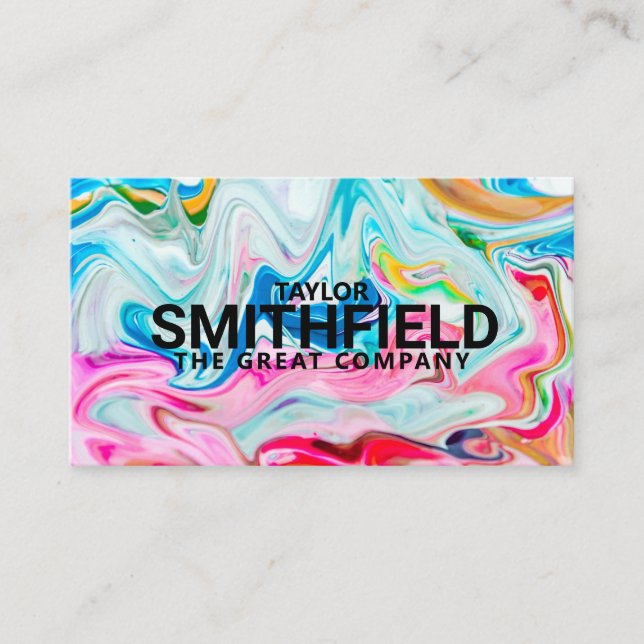 Color Swirl Abstract Watercolor Pattern Business Card (Front)