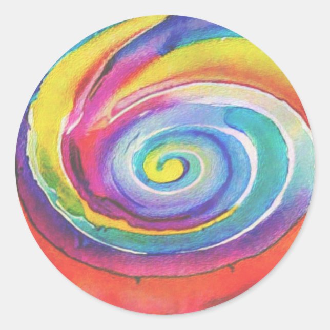 Color Swirl Classic Round Sticker (Front)