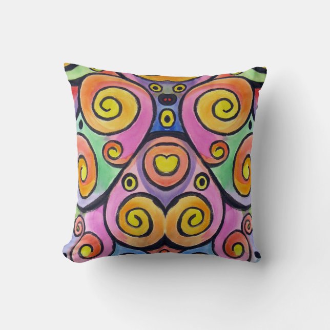 Color Swirls Abstract Watercolor Art Pillow (Front)