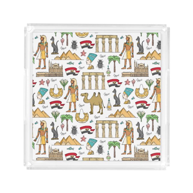 Color Symbols of Egypt Pattern Acrylic Tray (Front)