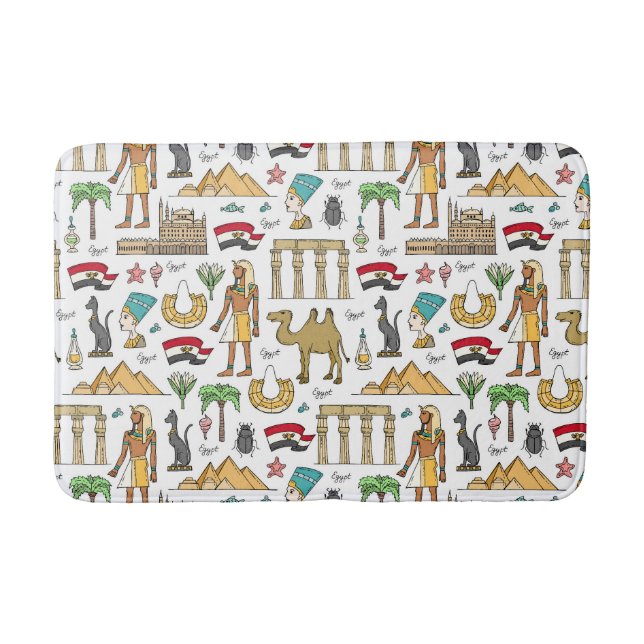 Color Symbols of Egypt Pattern Bath Mat (Front)