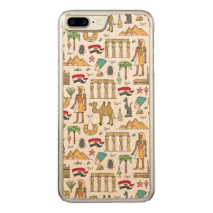 Color Symbols of Egypt Pattern Carved iPhone 8 Plus/7 Plus Case