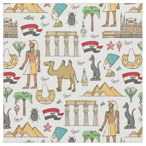 Color Symbols of Egypt Pattern Fabric