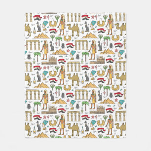 Color Symbols of Egypt Pattern Fleece Blanket