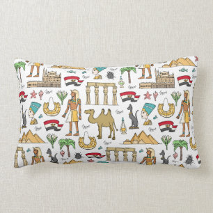 Color Symbols of Egypt Pattern Lumbar Pillow