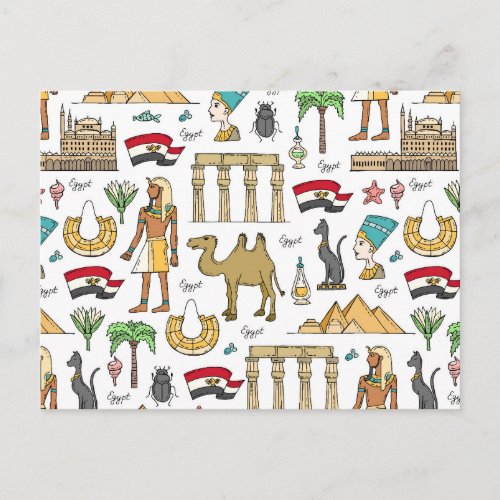 Color Symbols of Egypt Pattern Postcard