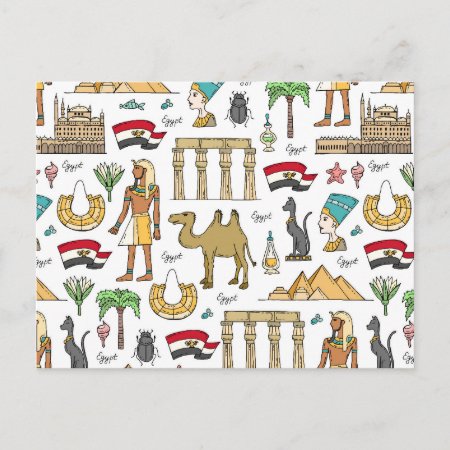 Color Symbols Of Egypt Pattern Postcard