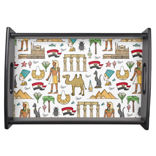 Color Symbols of Egypt Pattern Serving Tray (Front)