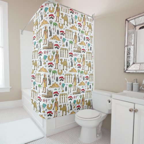 Color Symbols of Egypt Pattern Shower Curtain