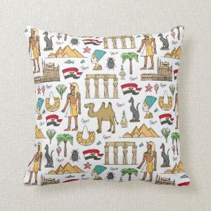 Color Symbols of Egypt Pattern Throw Pillow