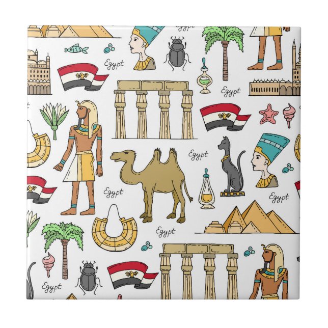 Color Symbols of Egypt Pattern Tile (Front)