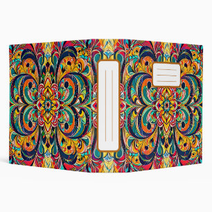 Color Symphony Mandala – Bold Psychedelic Floral 3 Ring Binder