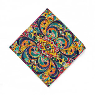 Color Symphony Mandala – Bold Psychedelic Floral Bandana