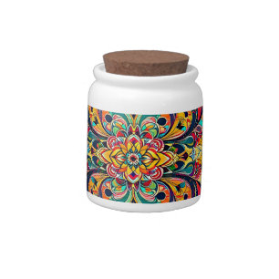 Color Symphony Mandala – Bold Psychedelic Floral Candy Jar