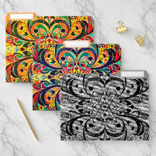 Color Symphony Mandala – Bold Psychedelic Floral File Folder