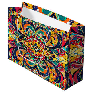 Color Symphony Mandala – Bold Psychedelic Floral Large Gift Bag