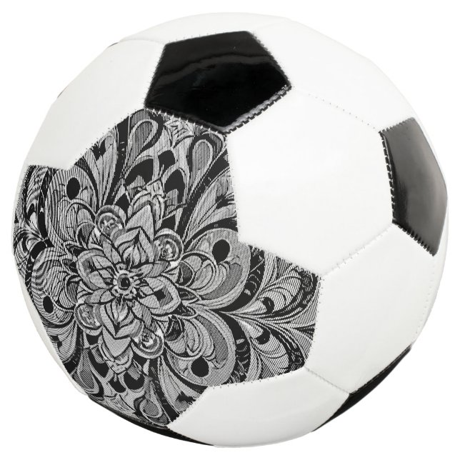 Color Symphony Mandala – Bold Psychedelic Floral Soccer Ball (Three Quarter)