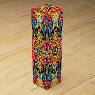 Color Symphony Mandala – Bold Psychedelic Floral Wine Box
