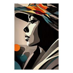 Color Symphony on Abstract Face Poster