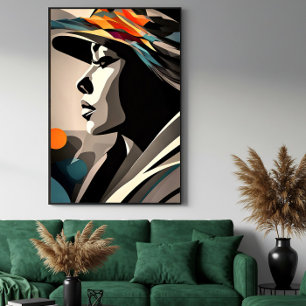 Color Symphony on Abstract Face Poster