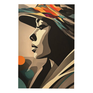Color Symphony on Abstract Face Wood Wall Art