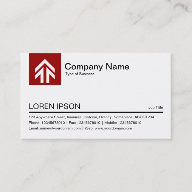 Color Tab Arrow - Ruby Red Business Card (Front)