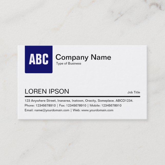 Color Tab - Deep Navy Blue Business Card (Front)