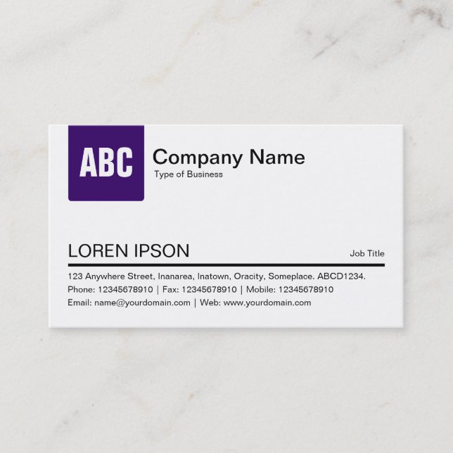 Color Tab - Deep Purple Business Card (Front)