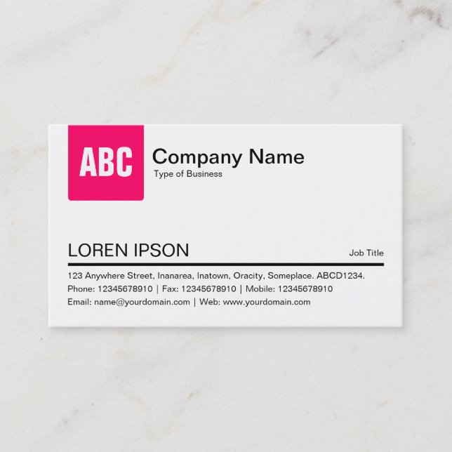 Color Tab - Neon Red Business Card (Front)