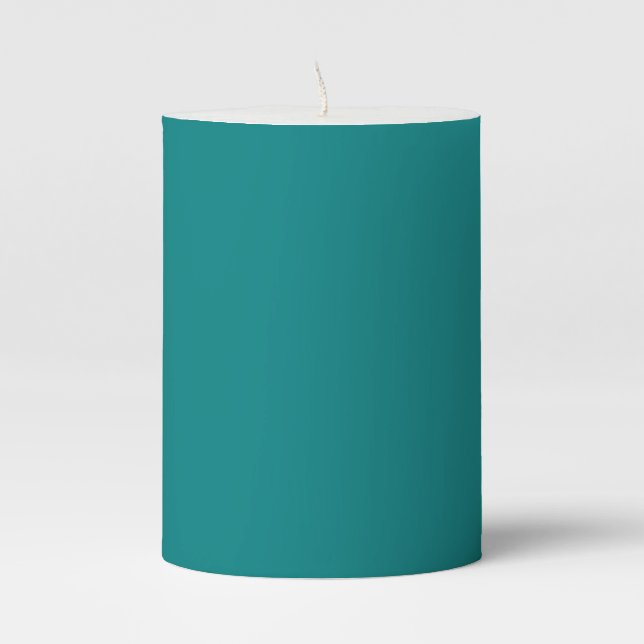 color teal pillar candle (Front)