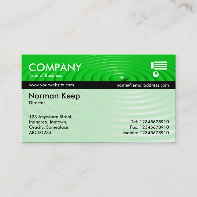 Color Tex Banded - Concentric Rings - Green Business Card (Front)