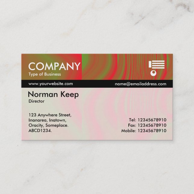 Color Tex Banded - Red and Green Abstract Business Card (Front)