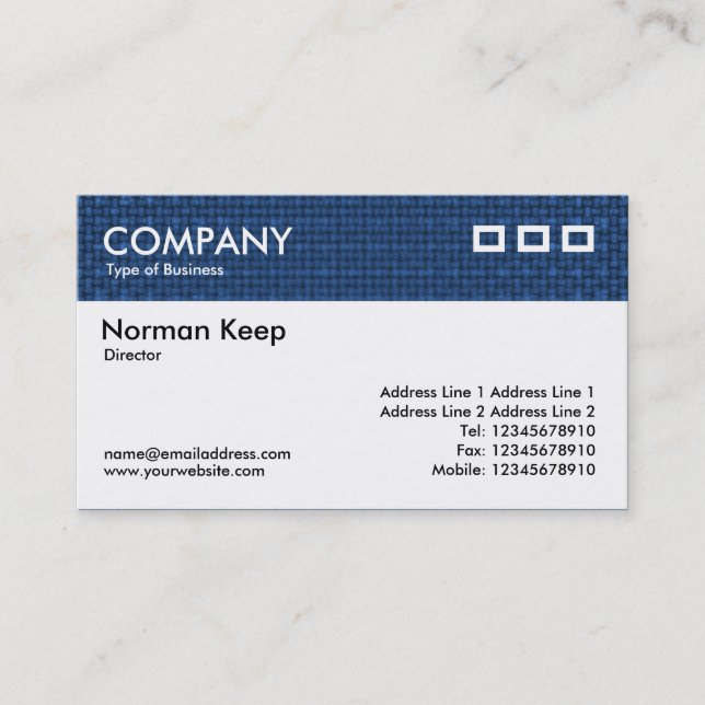 Color Textured Header - Blue Fabric Business Card (Front)